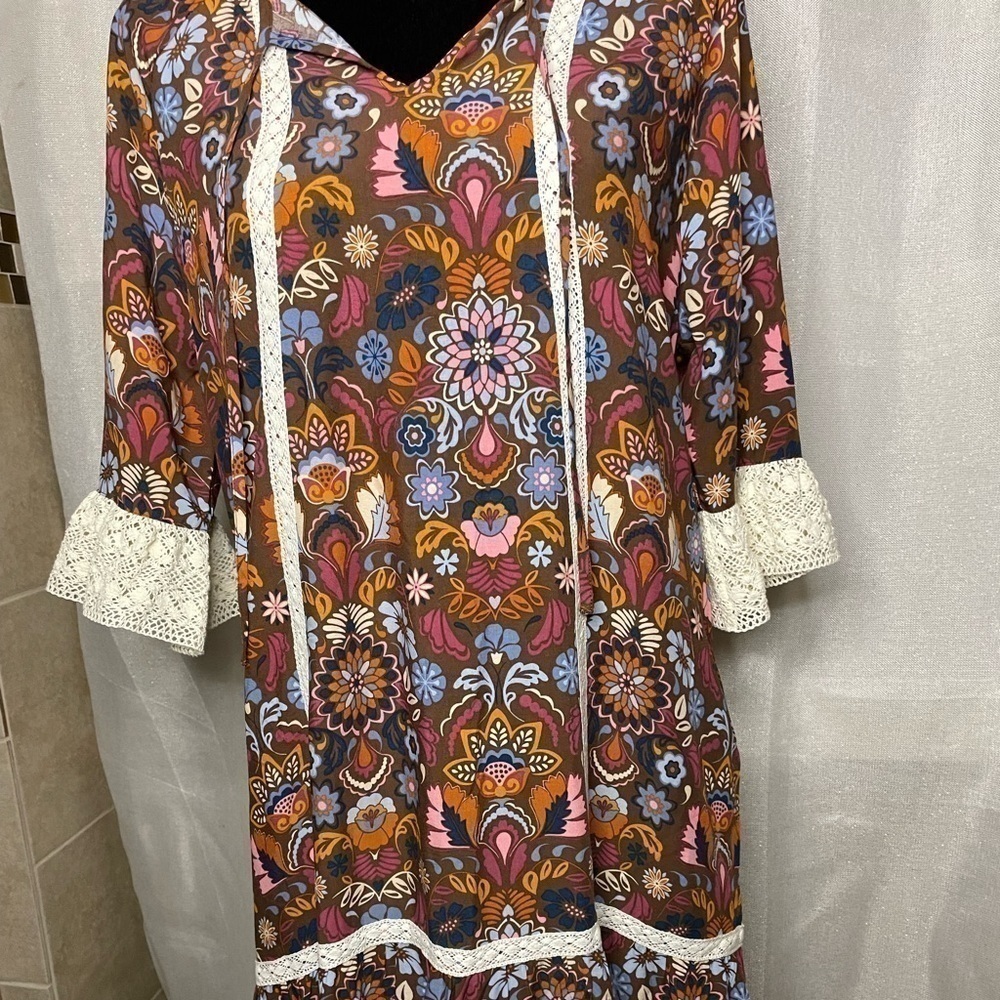 NWT Matilda Jane Intermission Make Believe Floral Lace Ruffle Dress, Large   - Picture 2 of 8